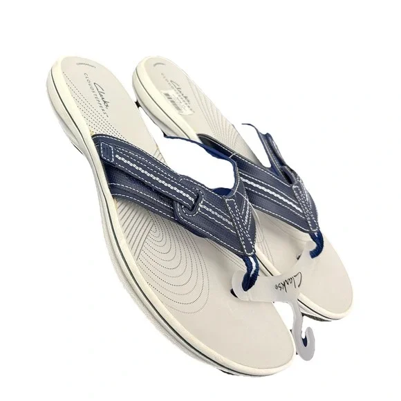 Clarks Women's Brinkley Jazz Flip Flops Cloudsteppers Size 11 Navy Blue New - Picture 9 of 12